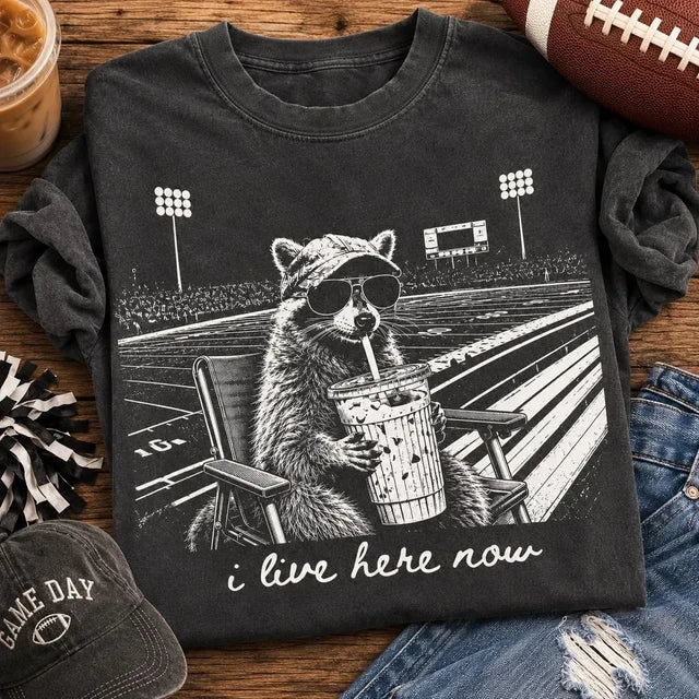 Raccoon Stadium I Live Here Now T-Shirt for All Fans