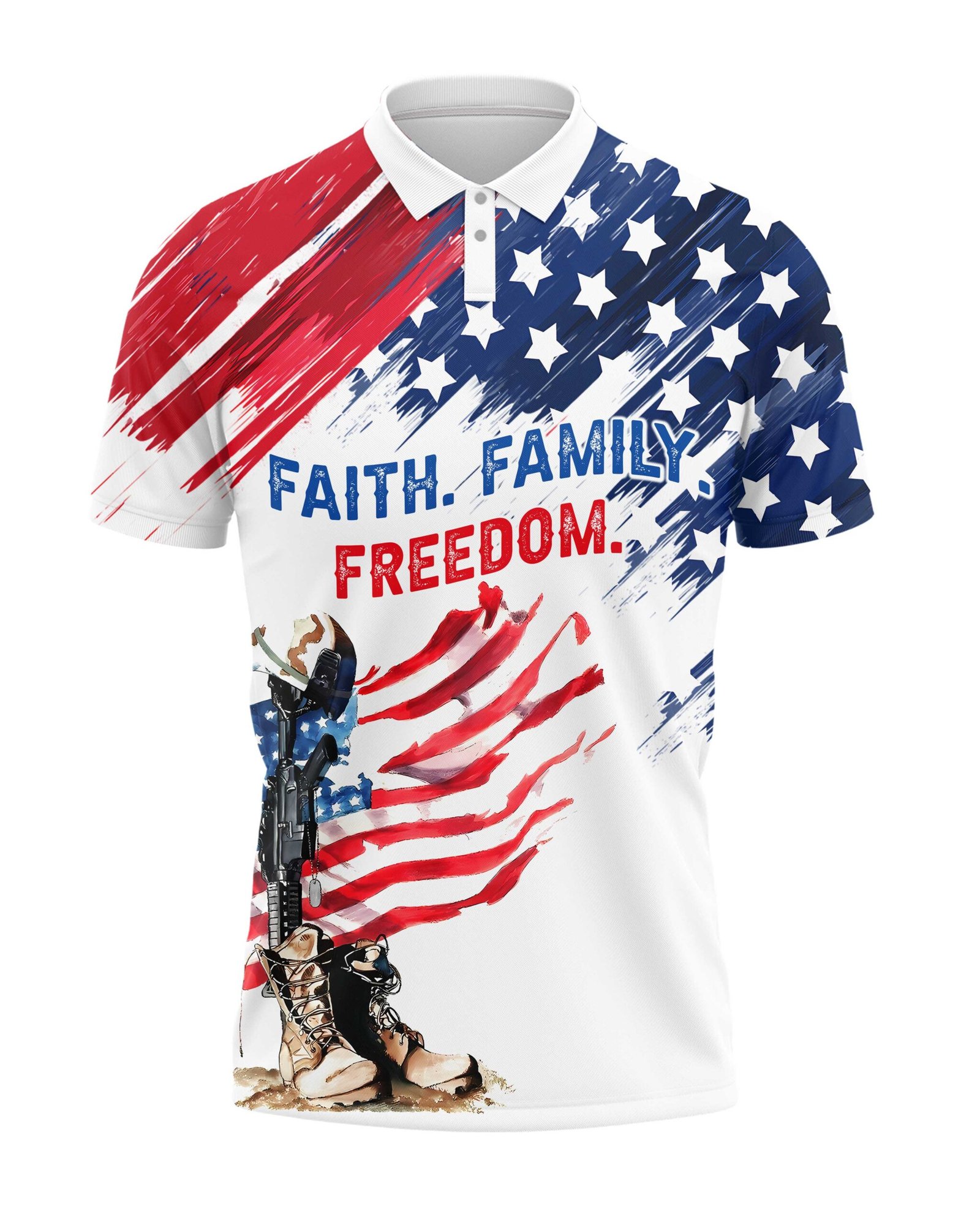 Blessed Are The Defenders Of Liberty All Over Print Polo - Image 5