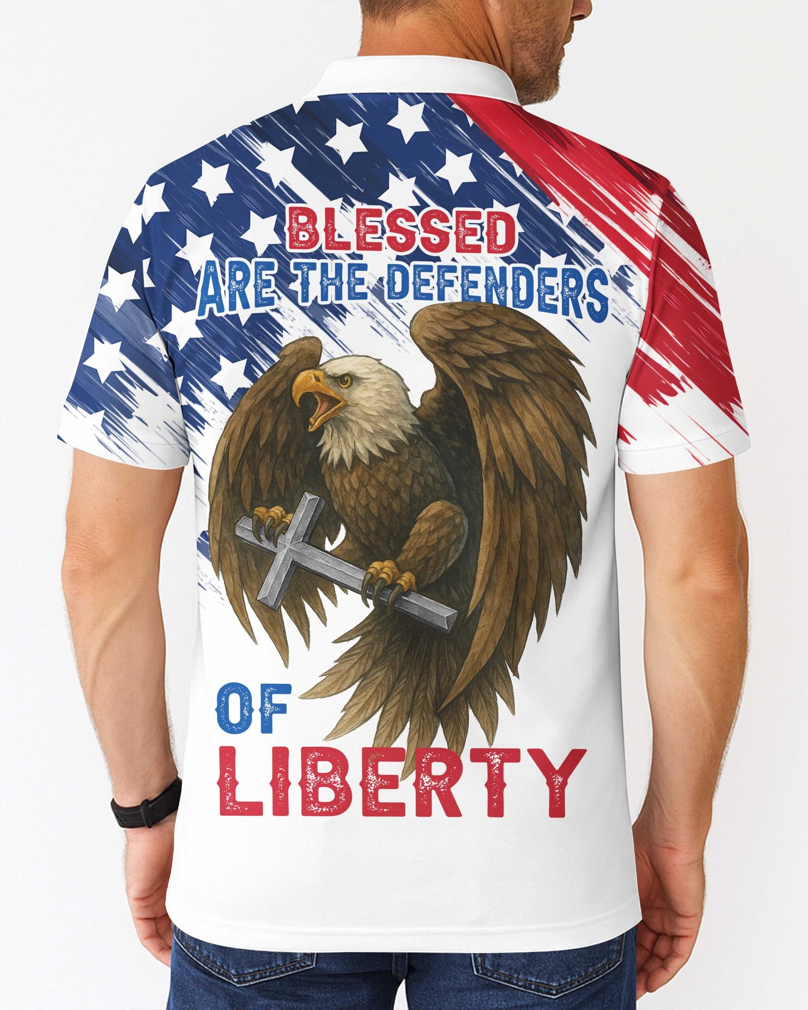 Blessed Are The Defenders Of Liberty All Over Print Polo - Image 4