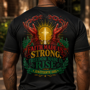 Faith Made Us Strong, Freedom Made Us Rise Juneteenth 1865 T-Shirt