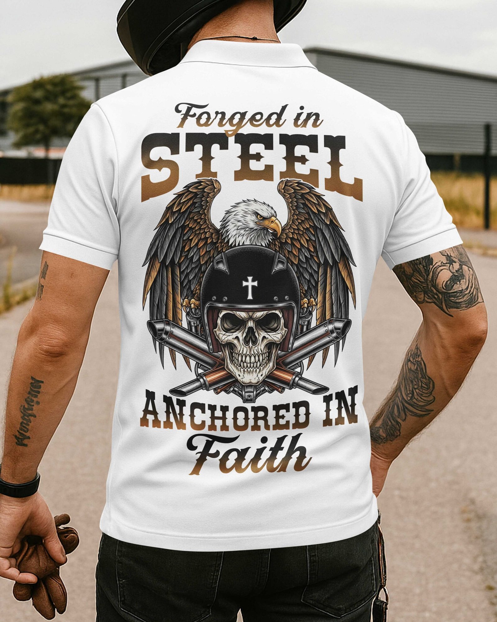 Forged In Steel Anchored In Faith Polo - Image 2