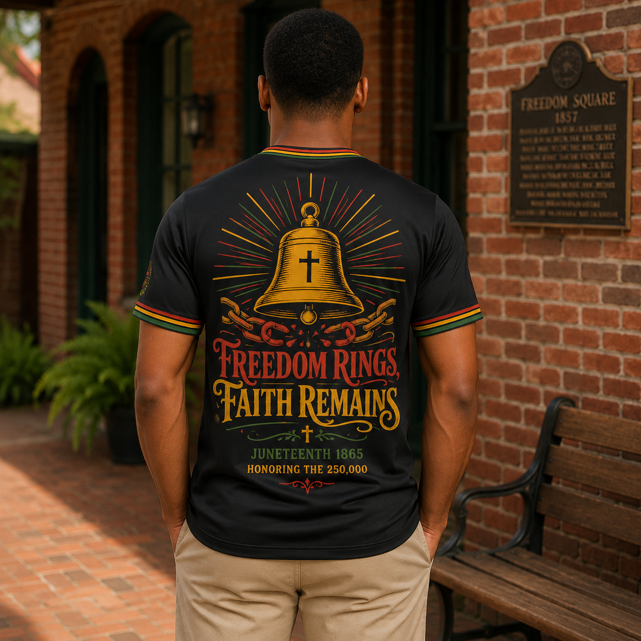 Freedom Rings, Faith Remains Juneteenth 1865 Honoring The 250,000 T-Shirt - Image 2