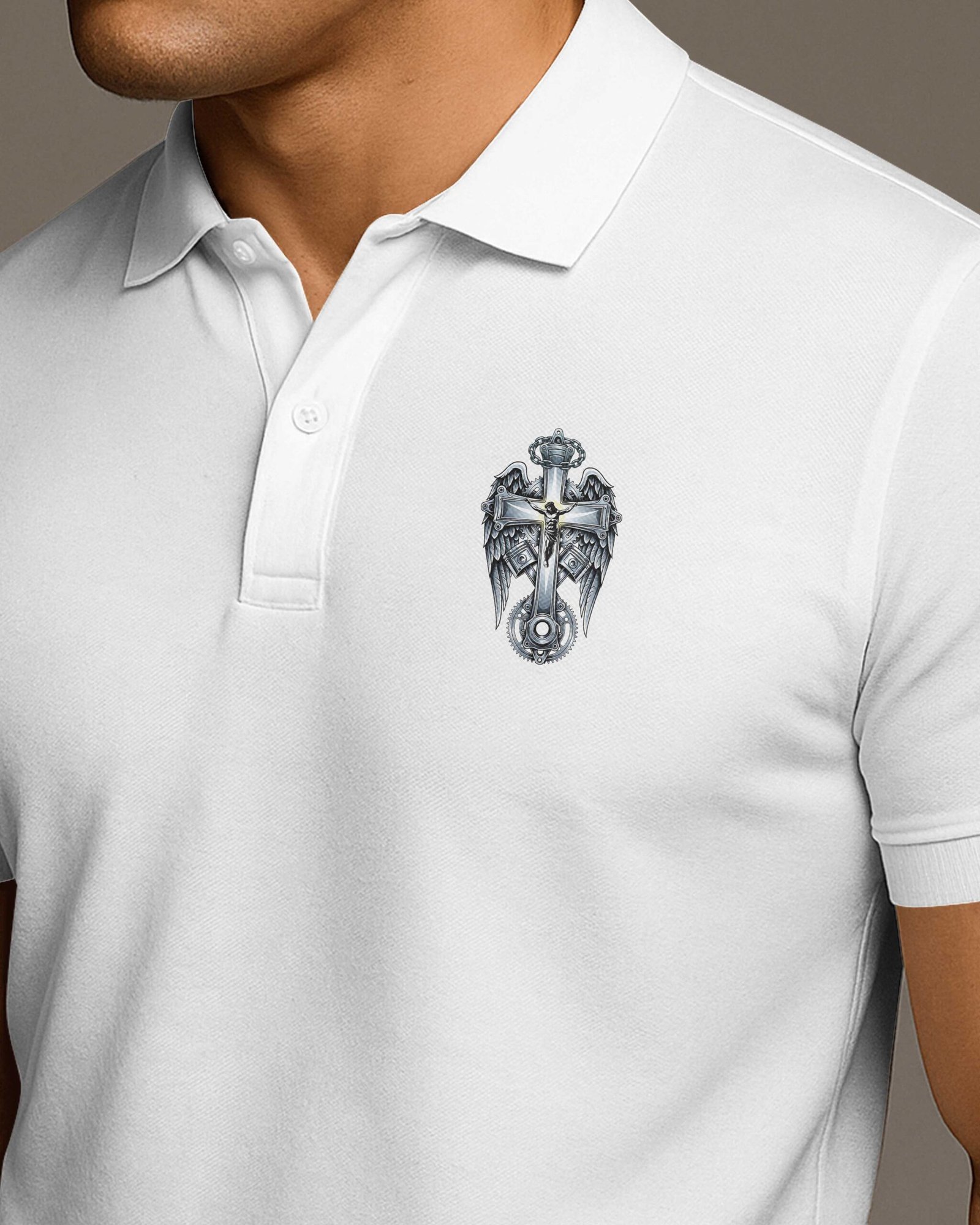 I Am A Simple Man I Like Motorcycles And Believe In Jesus Polo - Image 5