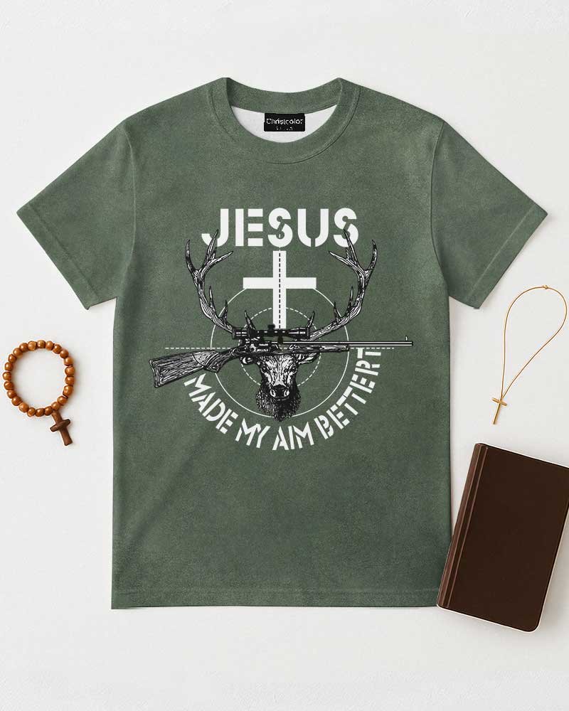 Jesus Made My Aim Better T-Shirt - Image 3