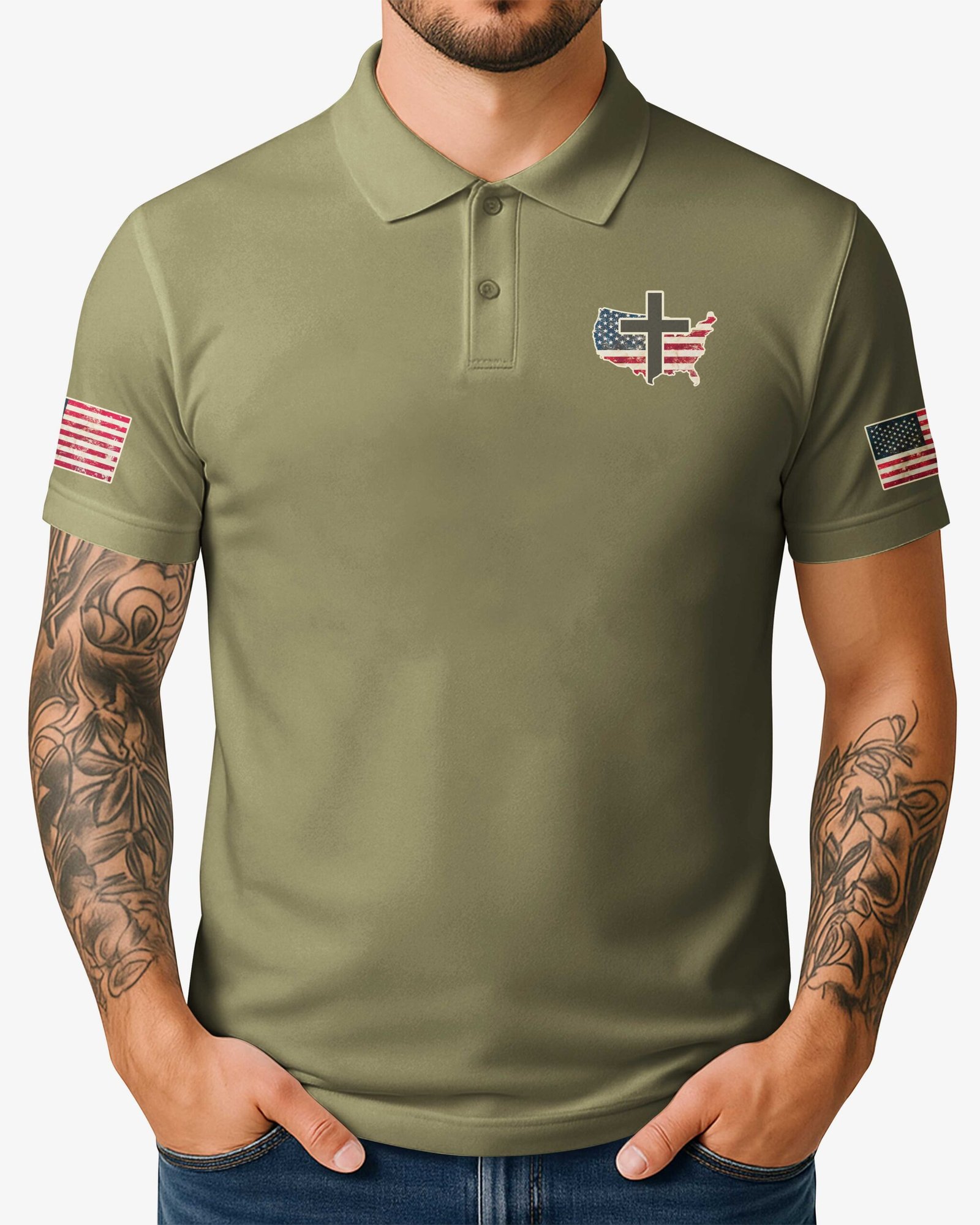 No Weapon Formed Shall Prosper All Over Print Polo - Image 16