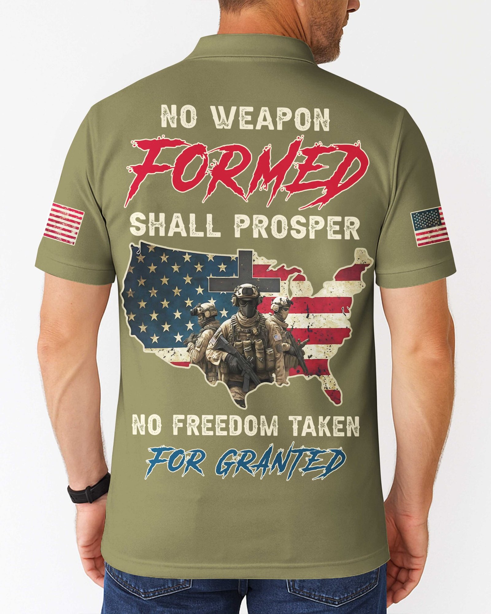 No Weapon Formed Shall Prosper All Over Print Polo - Image 15