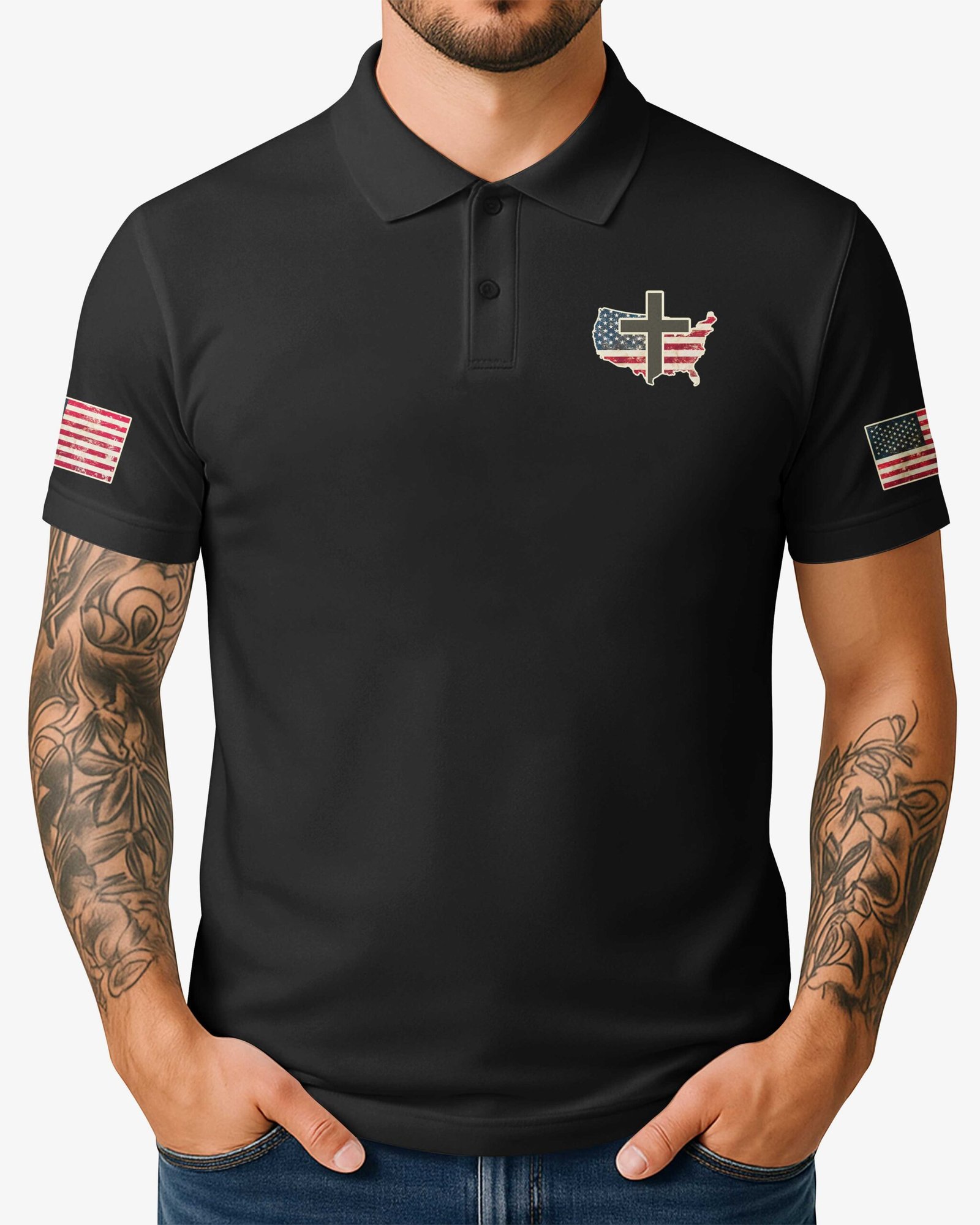 No Weapon Formed Shall Prosper All Over Print Polo - Image 10