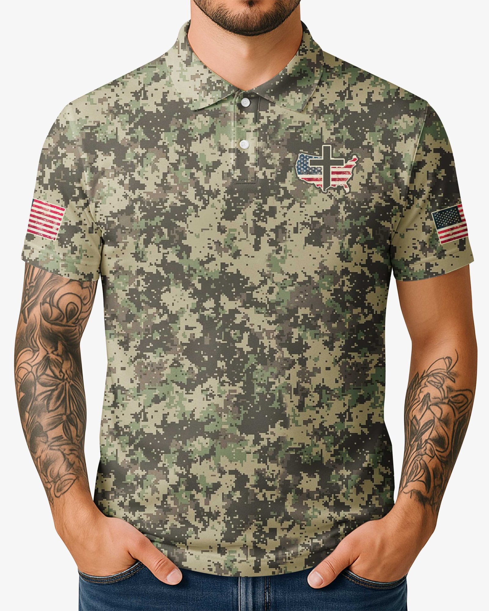 No Weapon Formed Shall Prosper All Over Print Polo - Image 4