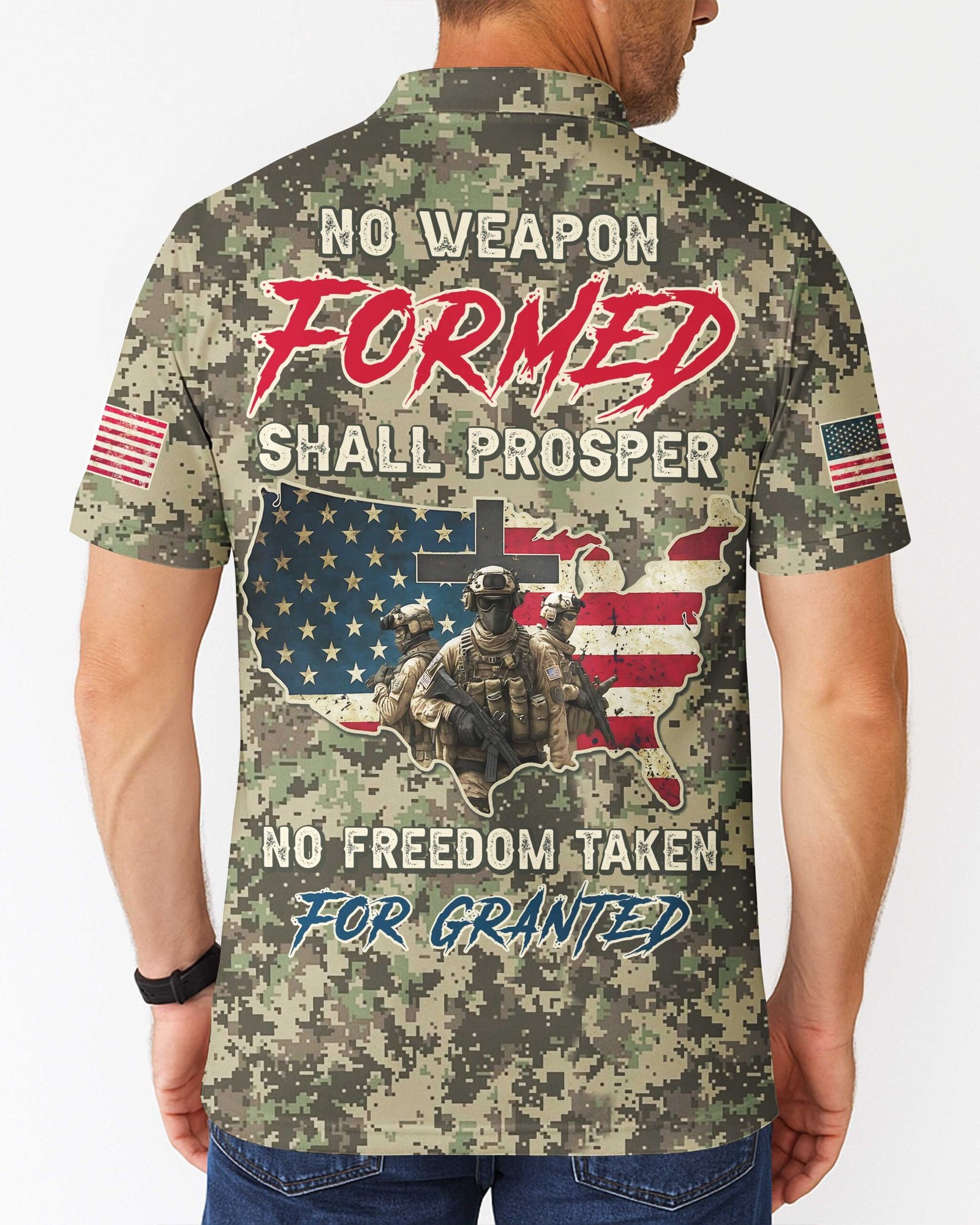 No Weapon Formed Shall Prosper All Over Print Polo - Image 3