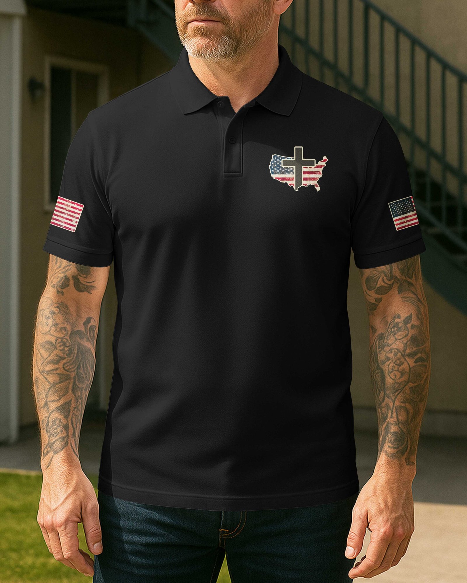 No Weapon Formed Shall Prosper All Over Print Polo - Image 8