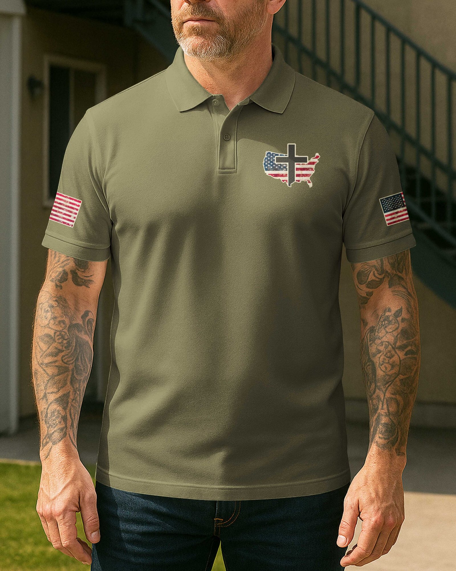 No Weapon Formed Shall Prosper All Over Print Polo - Image 14