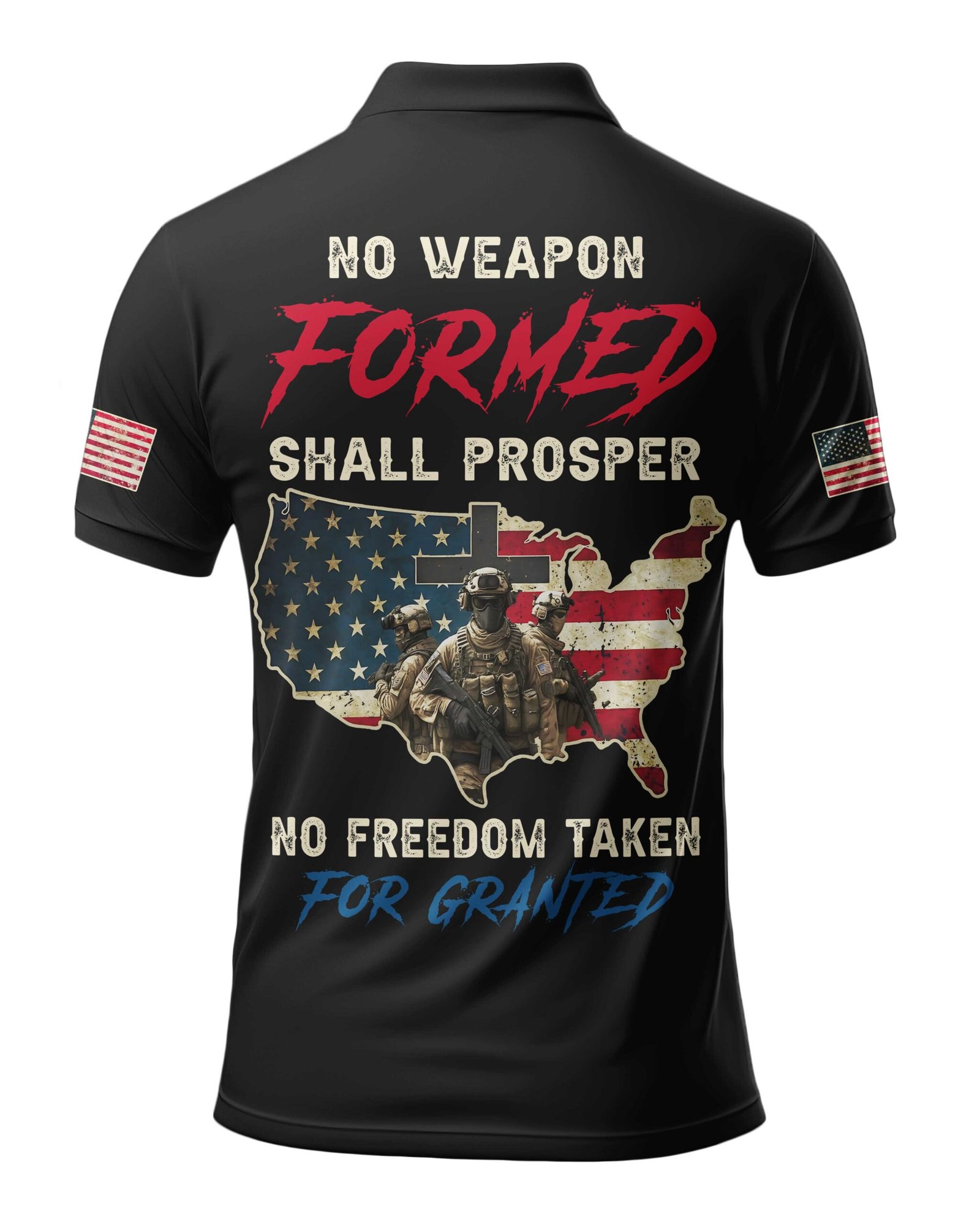 No Weapon Formed Shall Prosper All Over Print Polo - Image 11