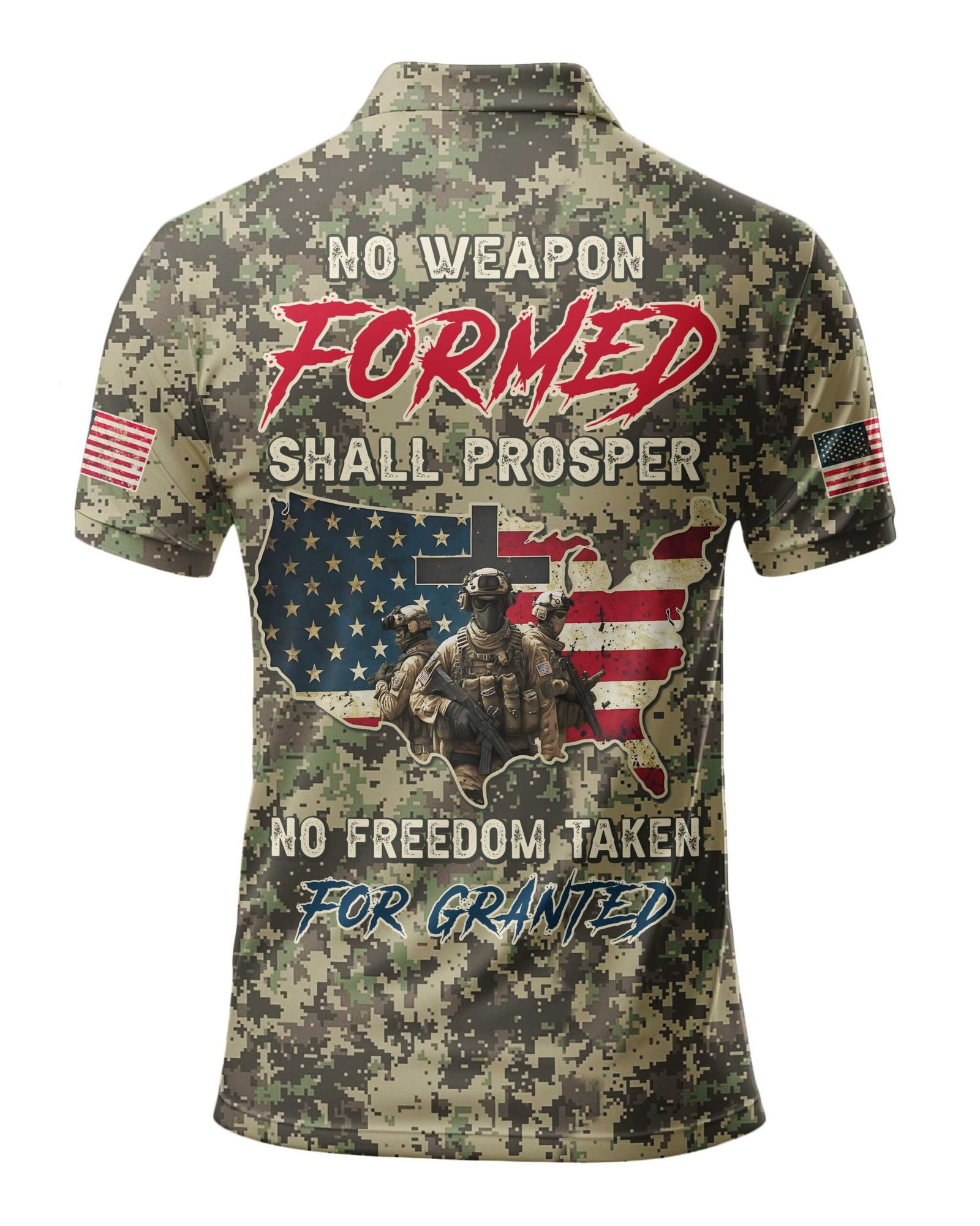 No Weapon Formed Shall Prosper All Over Print Polo - Image 5