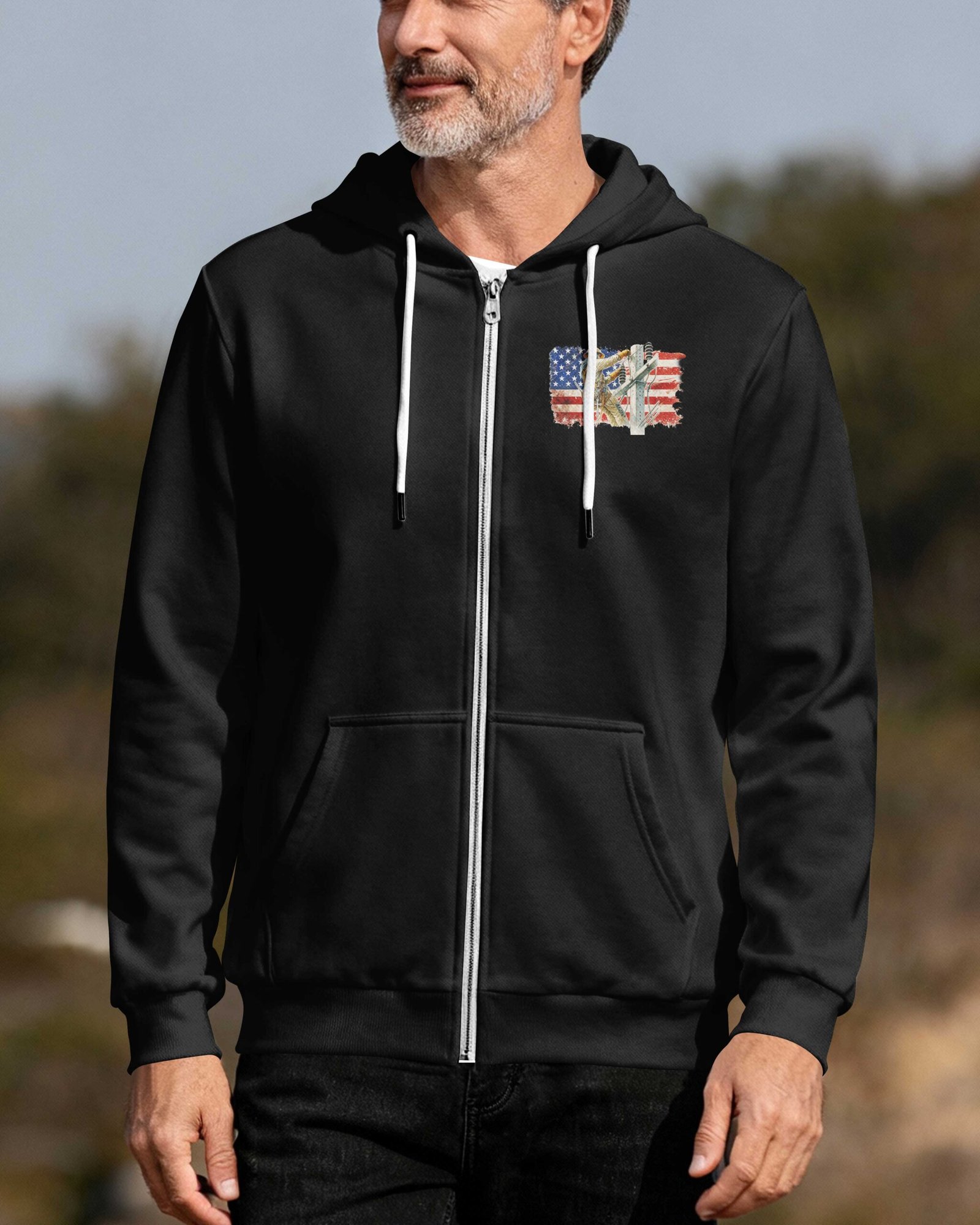 Retired Lineman Built By Grit Blessed By God Zip Hoodie - Image 3