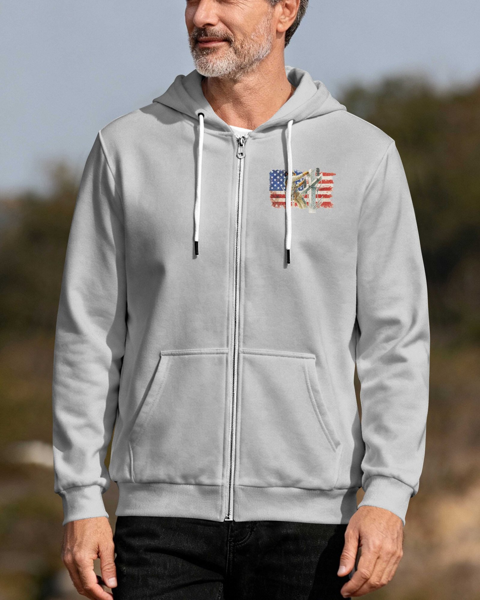 Retired Lineman Built By Grit Blessed By God Zip Hoodie - Image 8