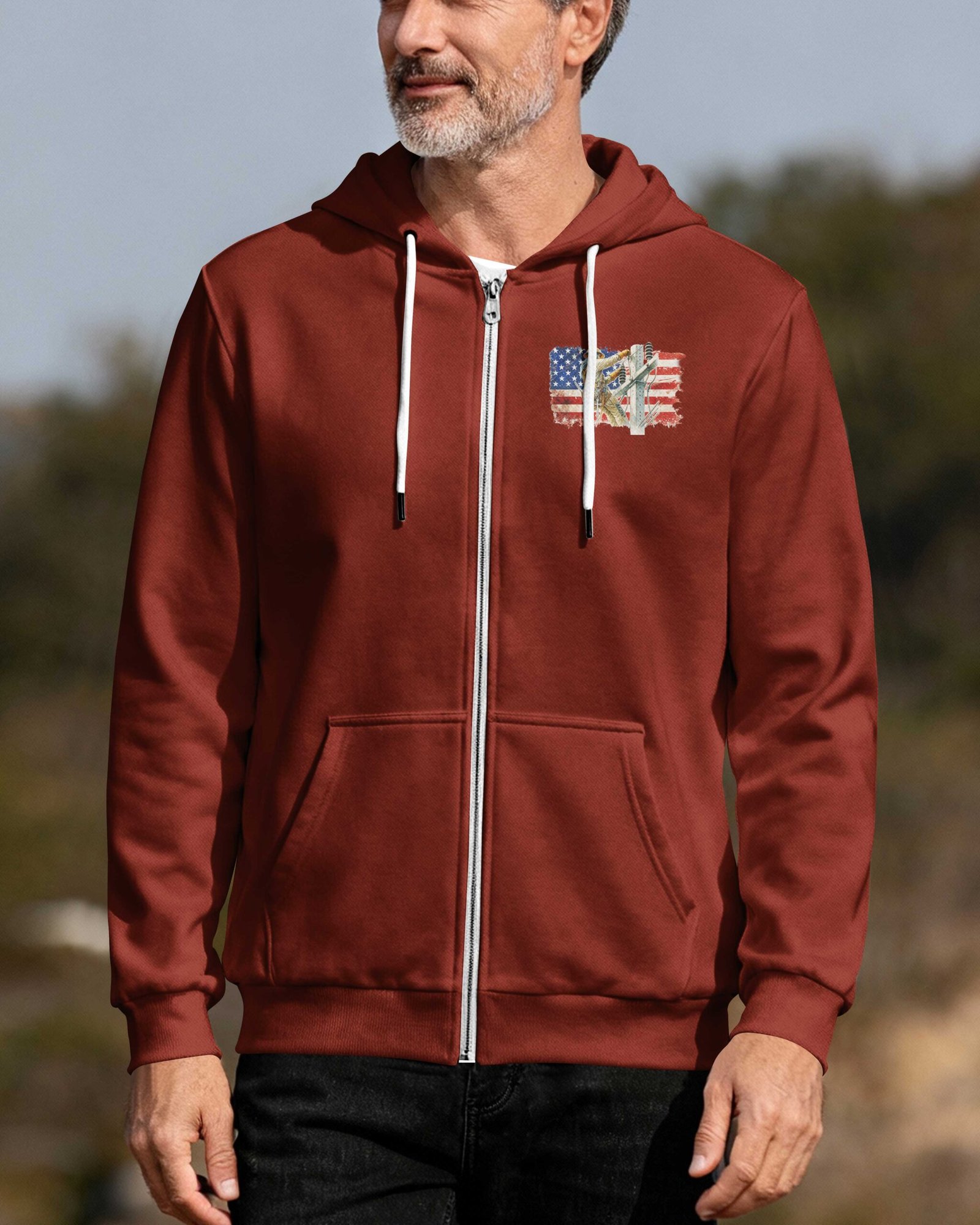 Retired Lineman Built By Grit Blessed By God Zip Hoodie - Image 12