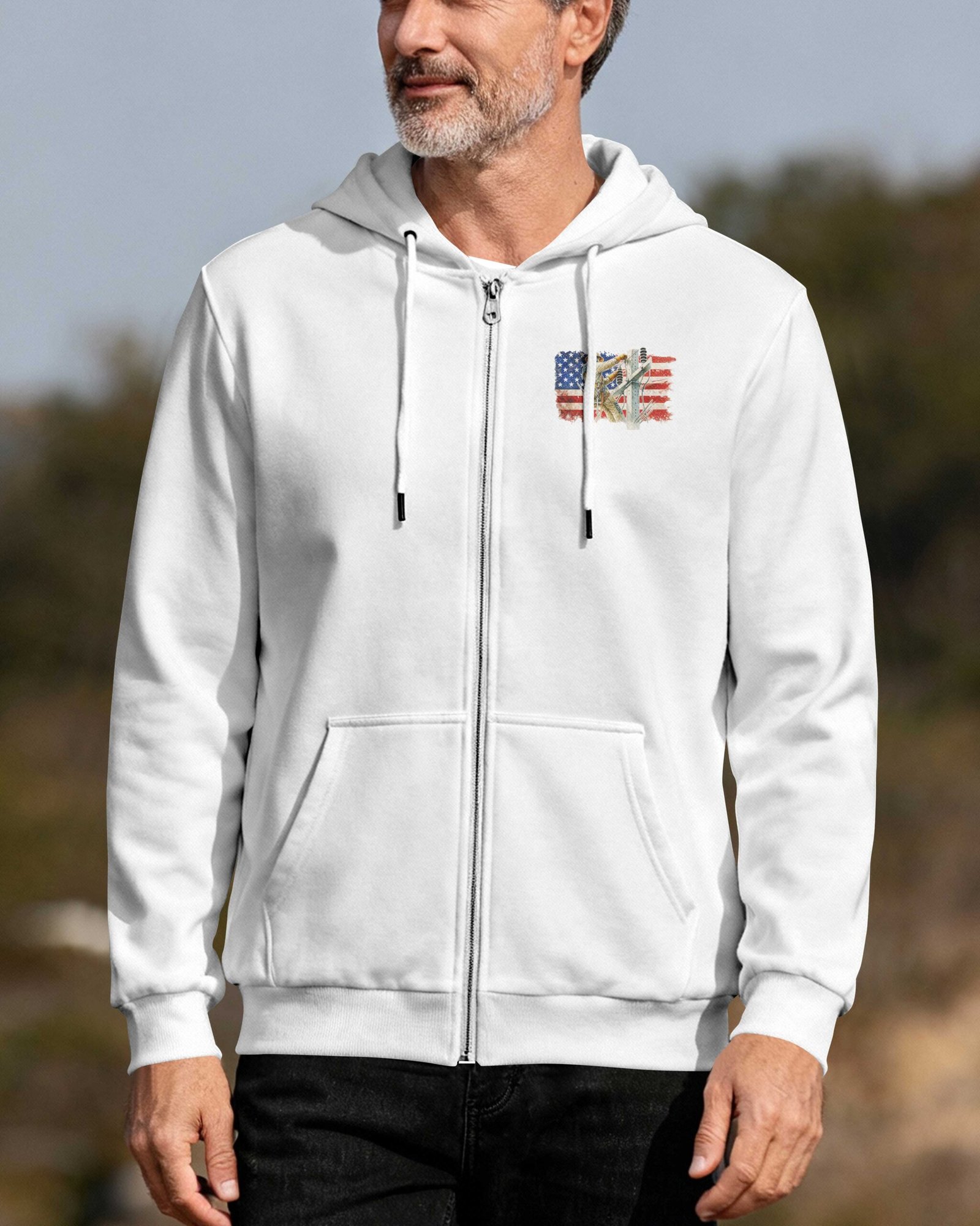 Retired Lineman Built By Grit Blessed By God Zip Hoodie - Image 6