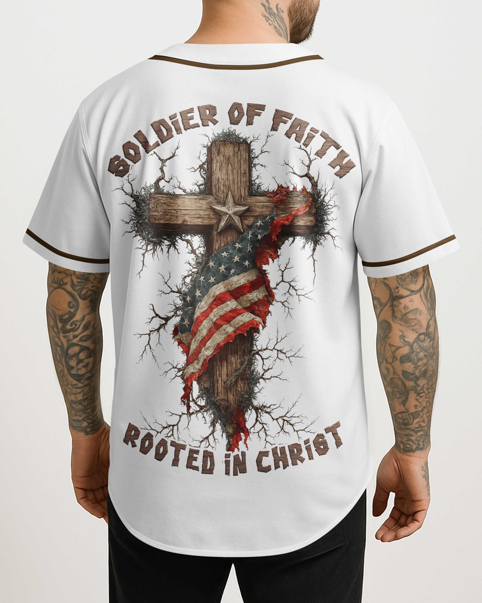 Soldier Of Faith Rooted In Christ All Over Print Jersey - Image 3