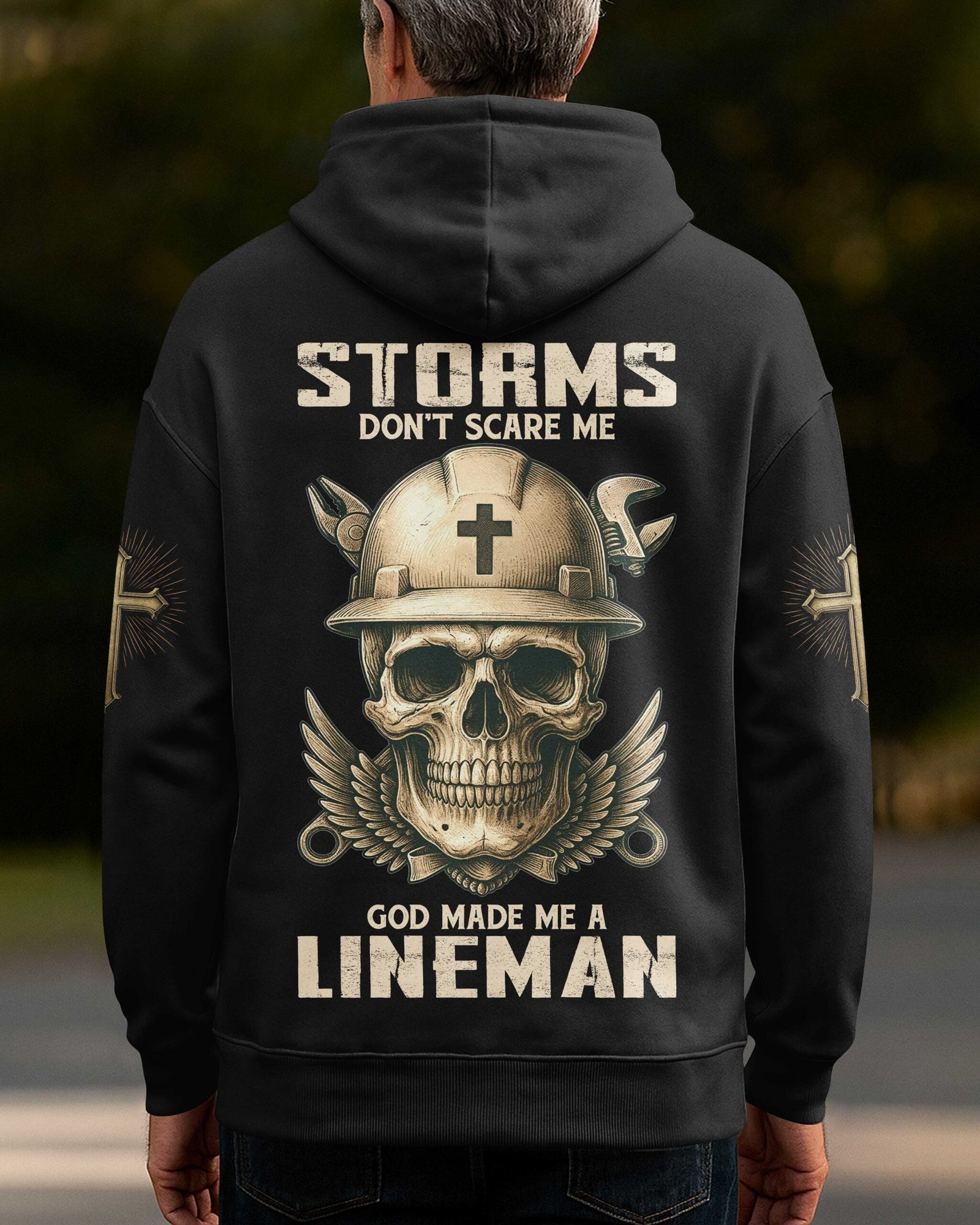 Storms Don't Scare Me God Made Me A Lineman Hoodie - Image 8