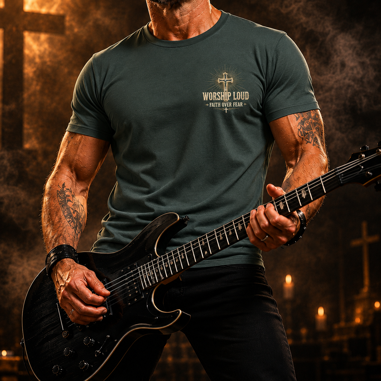 Worship Loud Fear Bows To Praise T-Shirt - Image 3